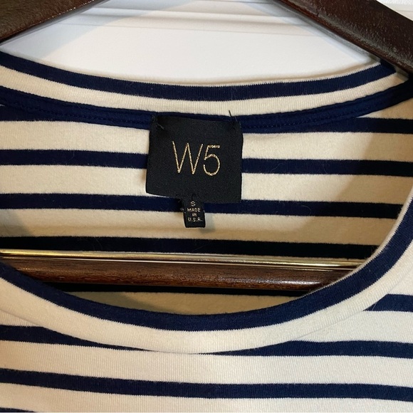 Anthropology W5 Navy Blue White Blouse with Bell Sleeves Size S - Picture 6 of 8